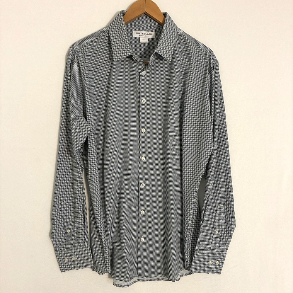 Mizzen+Main Shirt Men's Size L Performance Geometric Long Sleeve Preppy Party